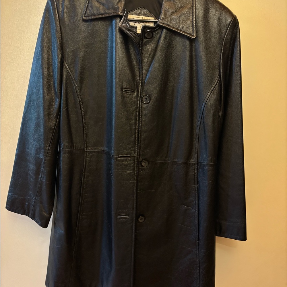 Women’s Classic Black Leather Coat